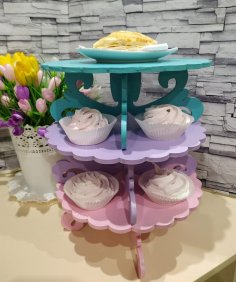 Laser Cut Cake Stand Round Cupcake Stand Dessert Display Stand Free Vector