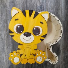 Laser Cut Cute Tiger Gift Box Free Vector