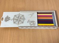 Laser Cut Wooden Pencil Case Sliding Lid Box Free Vector