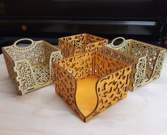 Laser Cut Square Napkin Holder Free Vector