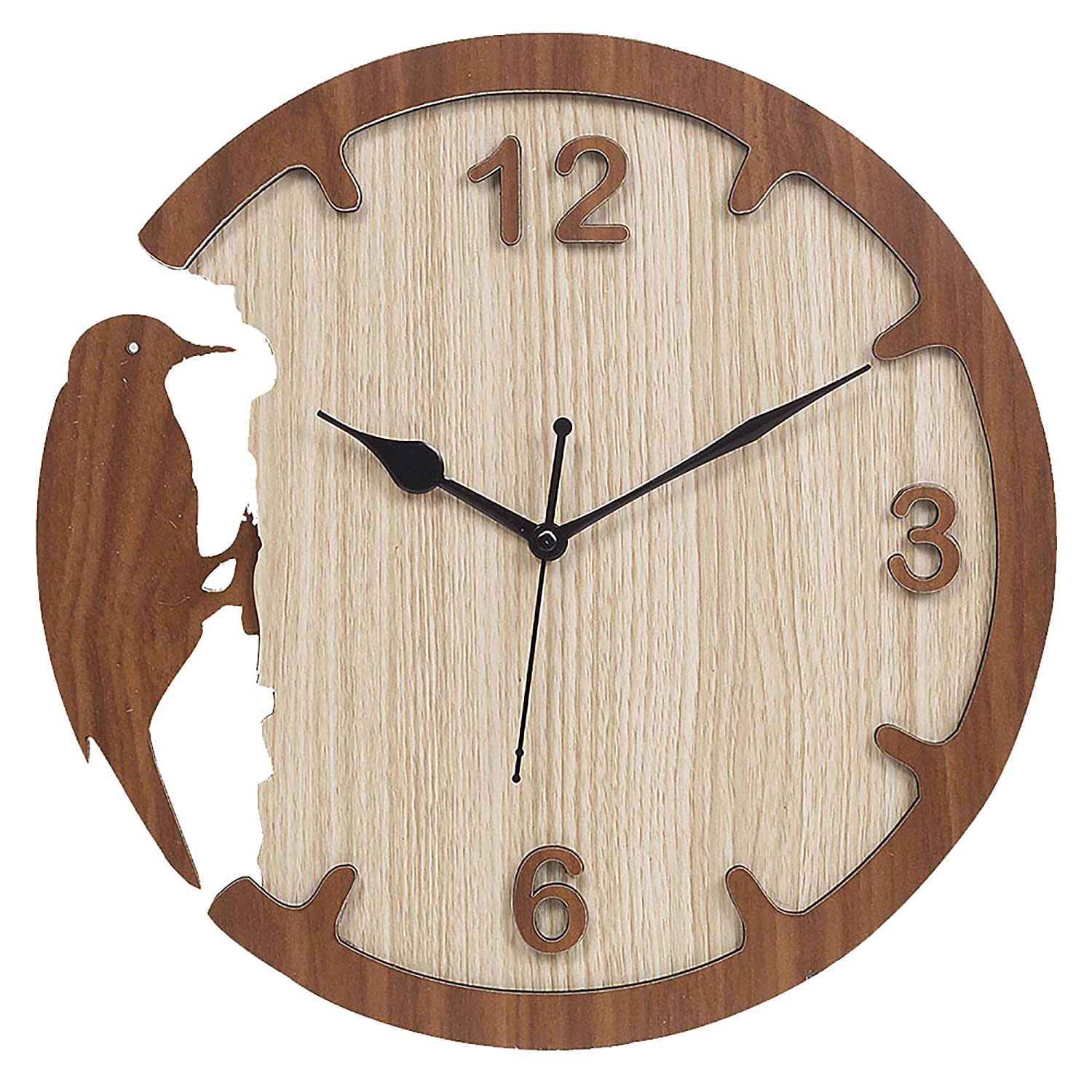 Laser Cut Woodpecker Style Wall Clock Modern Design Decorative Clock Free Vector