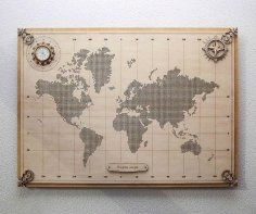 Laser Cut World Map Wall Decor Free Vector