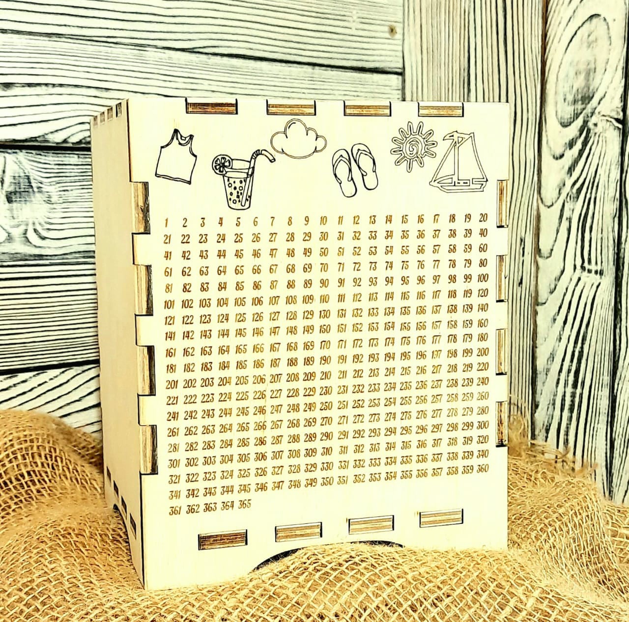 Laser Cut Wooden Piggy Bank 365 Days Save Money Plan Box Free Vector