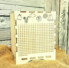 Laser Cut Wooden Piggy Bank 365 Days Save Money Plan Box Free Vector