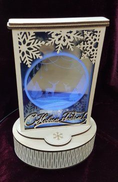 Laser Cut Christmas Light Decoration Lamp Plywood 3mm Glass 1mm Free Vector