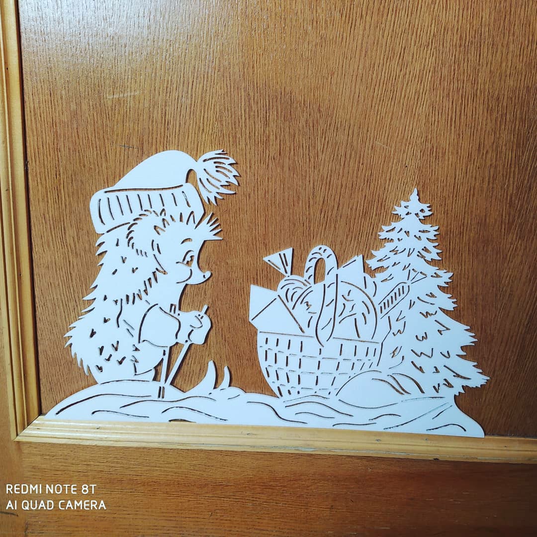 Laser Cut Hedgehog Christmas Decoration Free Vector