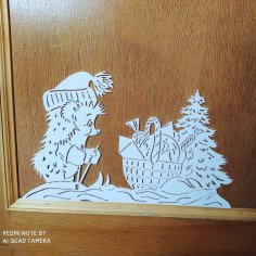 Laser Cut Hedgehog Christmas Decoration Free Vector