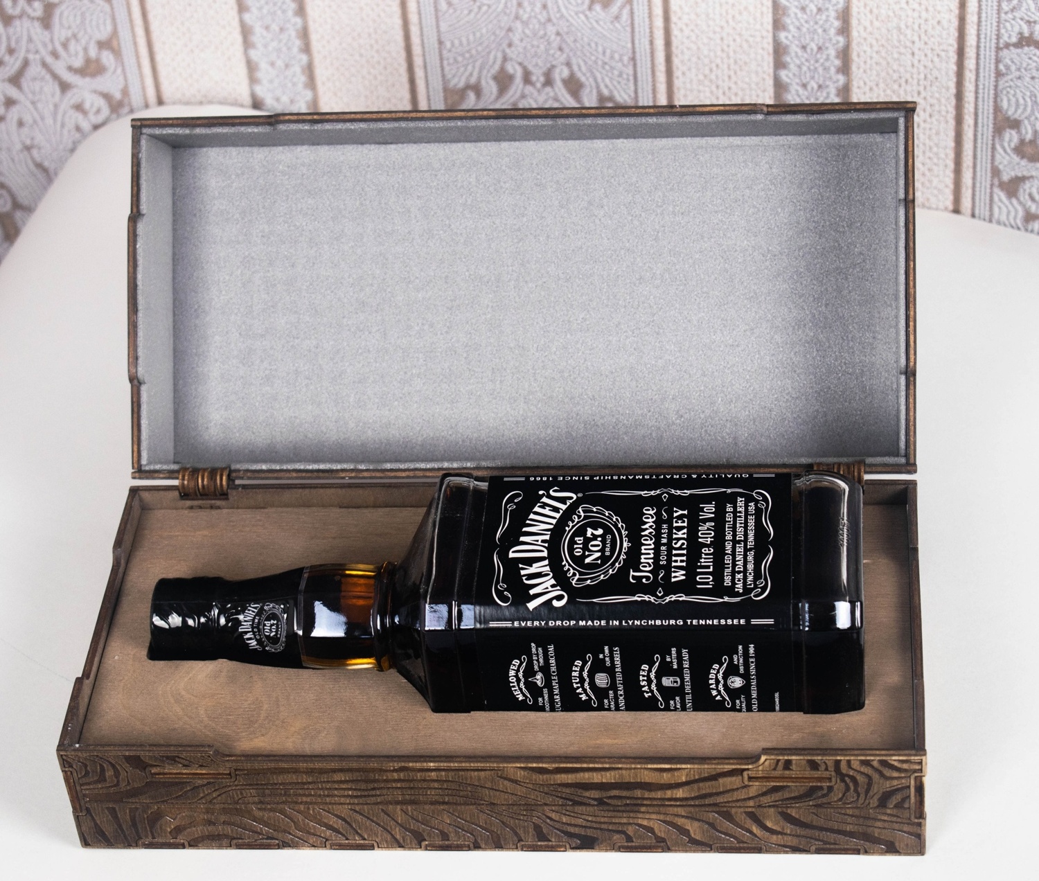 Laser Cut Engraved Jack Daniels Whiskey Wooden Box Free Vector