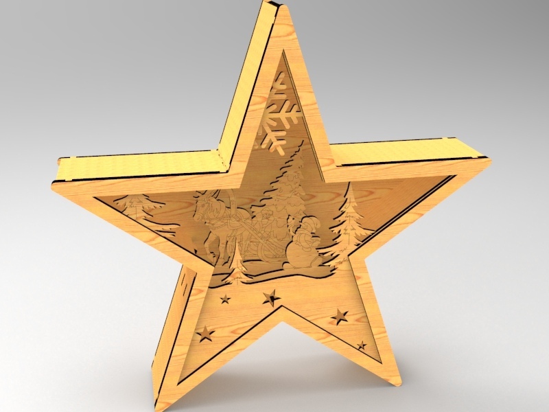 Laser Cut Christmas Star Light Decoration Festive Lamp Free Vector