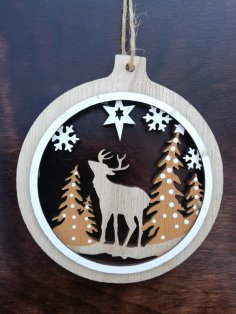 Laser Cut Christmas Themed Pendant Christmas Ball Ornament Free Vector
