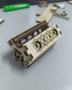 Laser Cut Wooden V8 Engine Free Vector