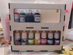 Laser Cut Wooden Pigment Paint Resin Bottle Jar Rack Organizer Wall Mounted Storage Shelf Free Vector