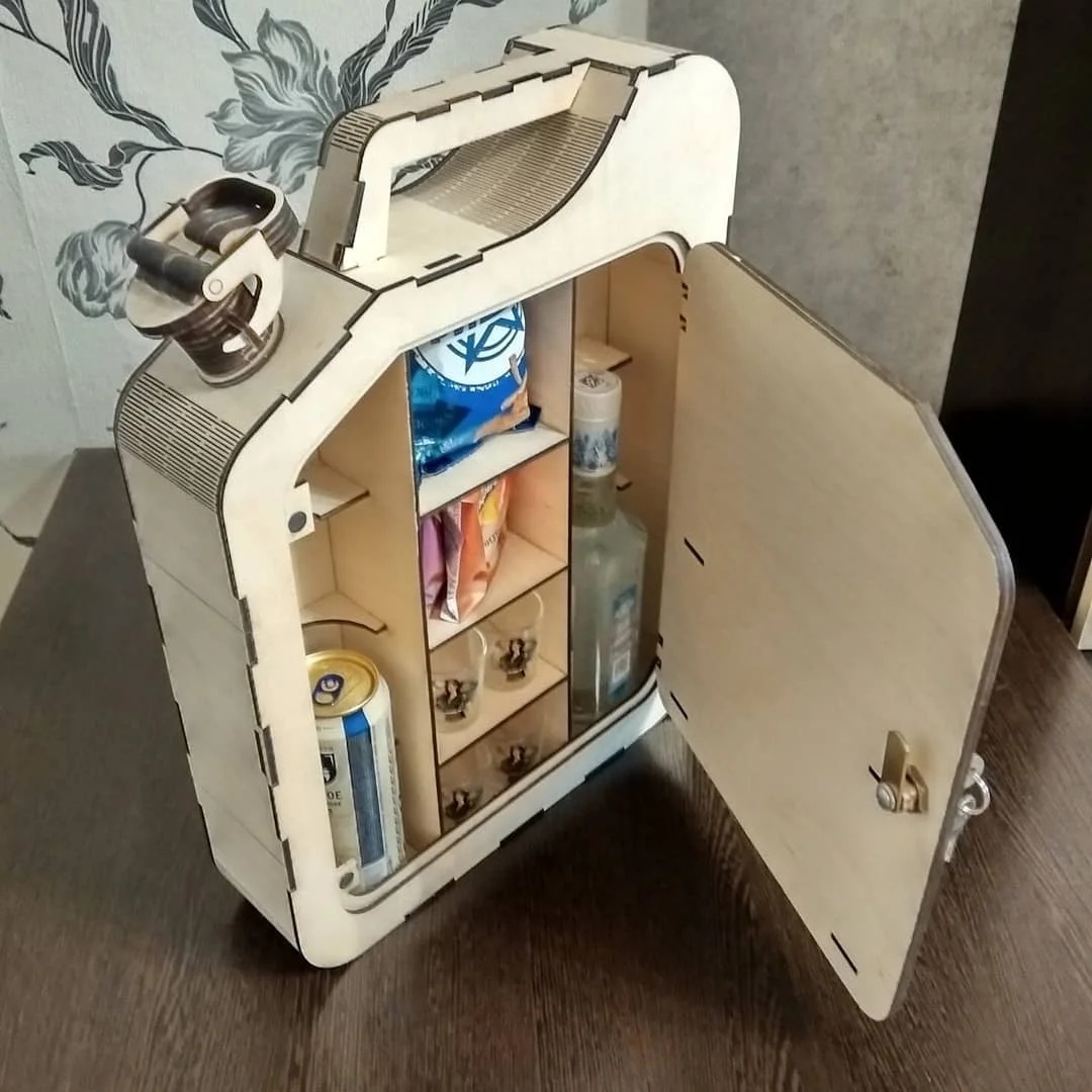 Laser Cut Jerry Can Mini Bar Fuel Canister Mini Bar DXF File