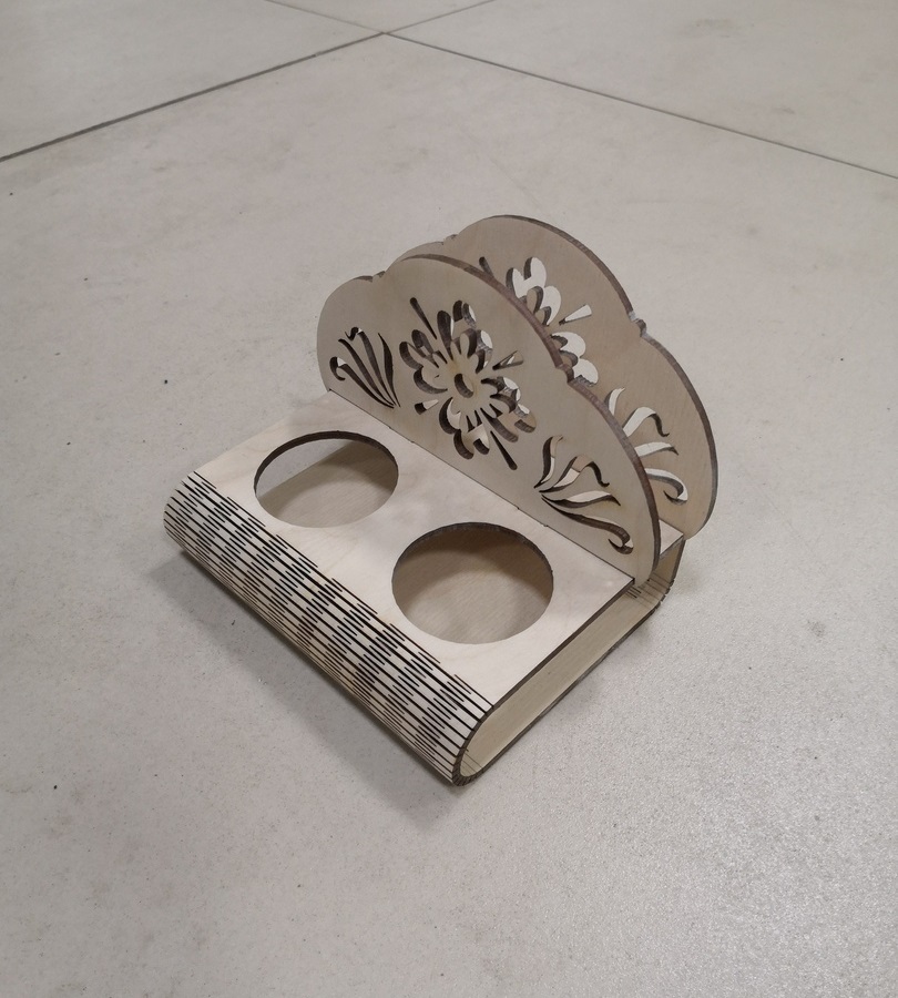 Laser Cut Napkin Stand With Cup Holder Free Vector