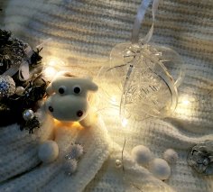 Laser Cut 3D Wood Christmas Tree Snowflake Ball Ornament 3mm Free Vector