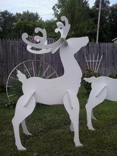 Laser Cut Wood Reindeer Christmas Yard Art Lawn Decoration Free Vector