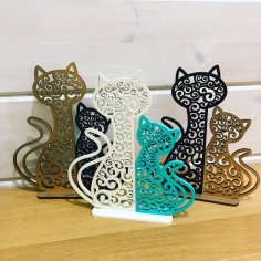 Laser Cut Cat And Kitten Night Light Lamp Home Decor Free Vector