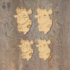 Laser Cut Engrave New Year Bull Ornament Free Vector