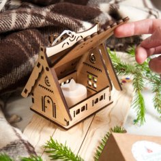 Laser Cut Christmas Village House Free Vector