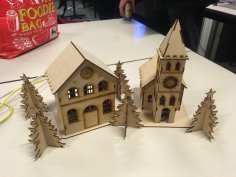 Laser Cut Cathedral 3D Wooden Model Free Vector