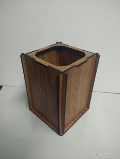Laser Cut Wood Pen Holder For Desk Free Vector